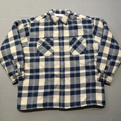 Camisa David Taylor Para Hombres Grande Azul Tostado Sherpa Forrada Cabaña Leñador Cálida Top Foto 1 de 4