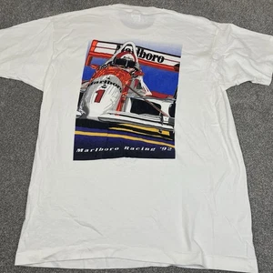 T-shirt vintage Marlboro Racing 92 Indy 500 tasche bianca XL sigaretta promo anni 90 - Foto 1 di 10