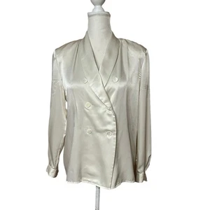 JG HOOK Damen Übergröße 10 elfenbeinfarben zweireihiger Blazer Bluse Bündchenärmel - Bild 1 von 9