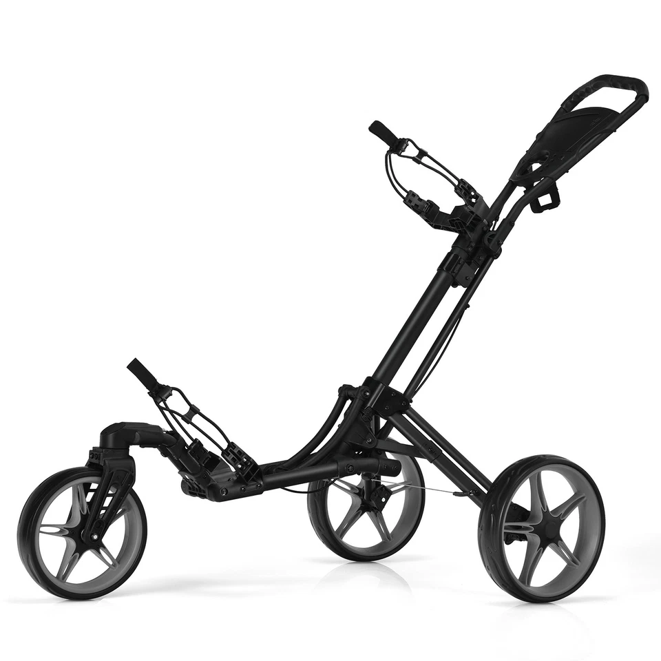 Costway Folding Golf Push Cart W/Scoreboard Adjustable Handle Swivel Wheel Grey - Image 1 of 4