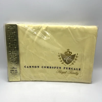 Hoja amarilla vintage Cannon Royal Family doble plano peinado percal 81x108 Foto 1 de 4