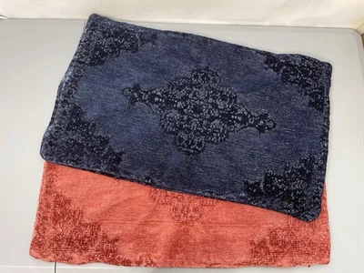 2 Pottery Barn Maddie Medallion Textured Lumbar Heavy Pillow Cover Blue Red - Image 1 of 4