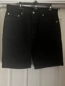 LEVI'S 505 Black Denim Jean Shorts Mens 36x9 Regular Fit Y2K Retro Streetwear - Picture 1 of 4