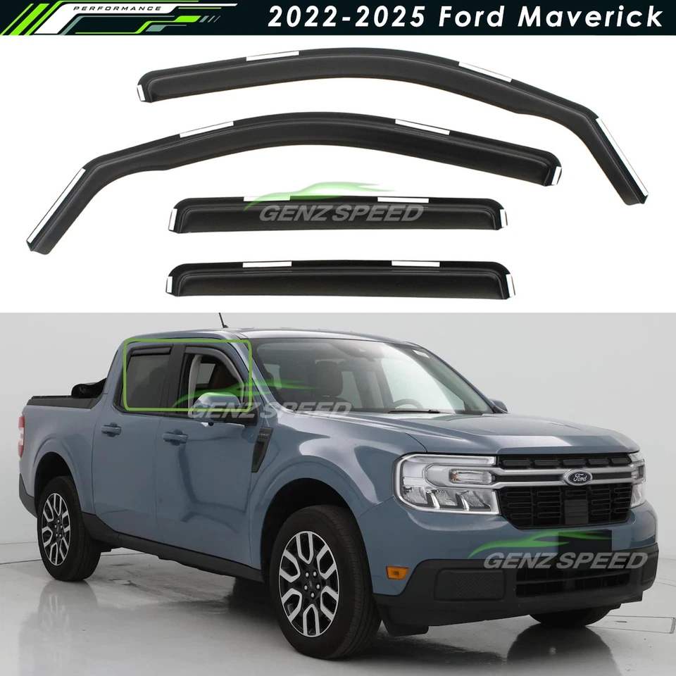 Protectores de lluvia en canal para Ford Maverick 2022-2025 viseras de ventana pantalla de ventilación Foto 1 de 4