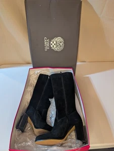 Botas hasta la rodilla VINCE CAMUTO VC-Pearlanie de gamuza negra 7M cuero Verona nuevas en caja - Imagen 1 de 7