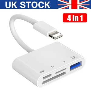 8-Pin 4-in-1 SD TF Memory Card Reader USB 2.0 OTG Adapter For iPhone iPad 16MB/S - Picture 1 of 11