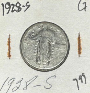 Cuarto de plata Standing Liberty 1928-S ~ bueno ~bonita moneda~ - Imagen 1 de 2