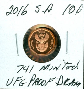 2016 SOUTH AFRICA 10 CENTS ULTRA FINEST PROOF 741 MINTED VERY RARE  . - Picture 1 of 2