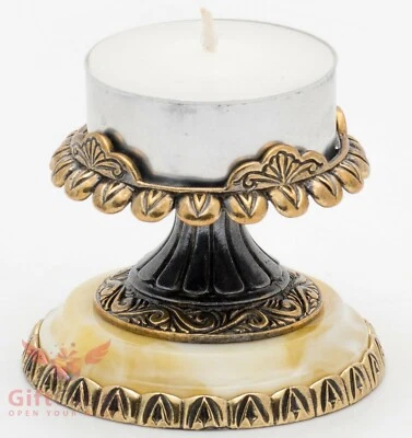 Brass Amber Candle Tealight Holder Candlestick Dinner Décor IronWork - Image 1 of 4