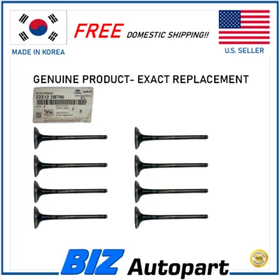 Genuine Exhaust Valves 8 PCS for 2014-2024 HYUNDAI KIA 1.6L Turbo # 22212-2B700 Foto 1 de 4