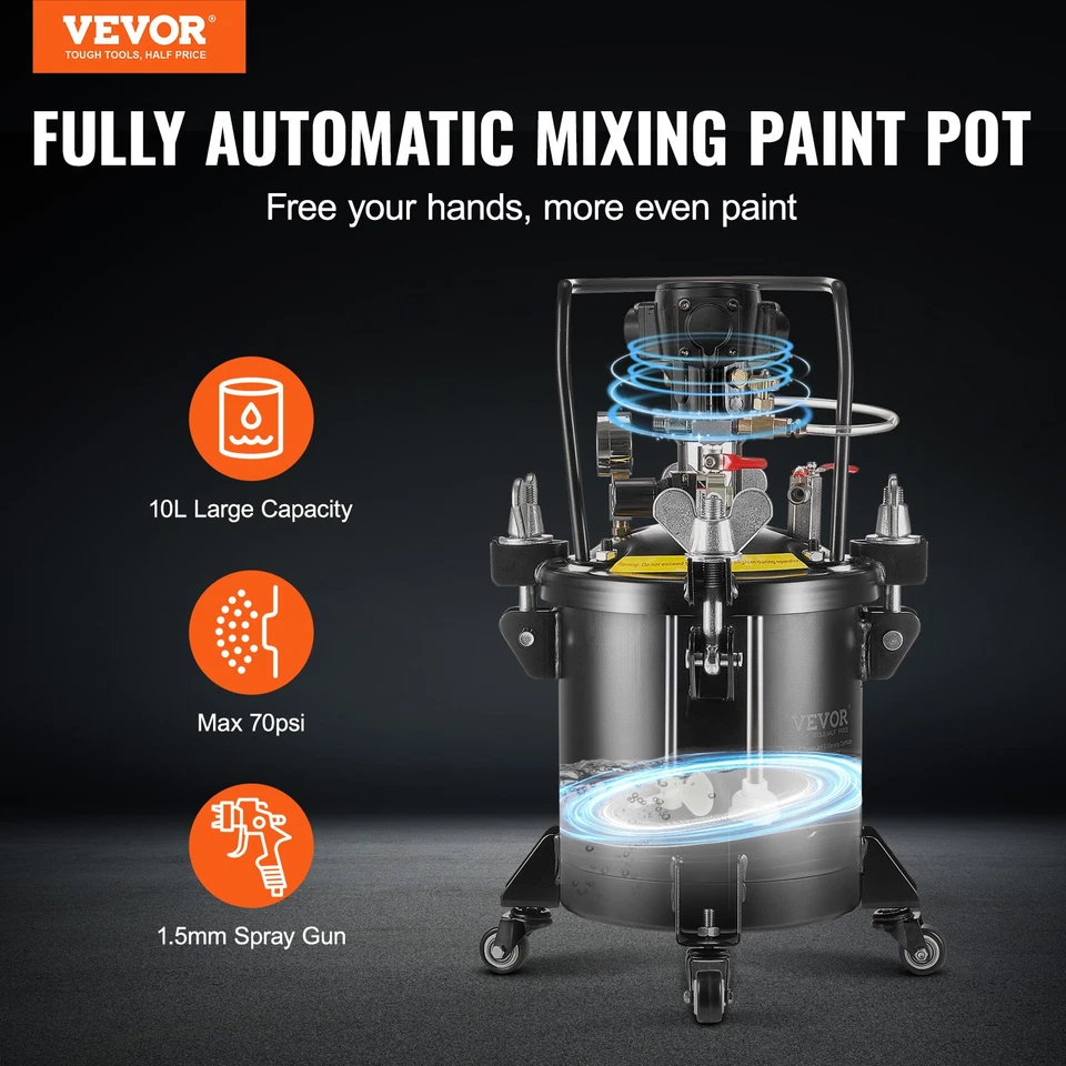 Spray Paint Pressure Pot Tank 10 L/2.5 gal Fully Automatic Stirring 70 psi - Image 1 of 1