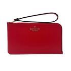 Kate Spade Lucy Medium L-zip Wristlet In Candied Cherry Leather Kd546 New