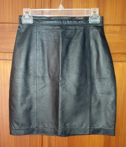 Vintage Wilsons Suede & Leather Skirt Black Women’s Size 8 FREE SHIPPING - Picture 1 of 10