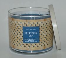 BATH & BODY WORKS DEEP BLUE SEA SCENTED CANDLE LARGE 3 WICK 14.5OZ WAVES WOODS