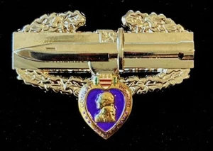Combat Wounded Purple Heart Combat Action Badge Pin - Picture 1 of 1
