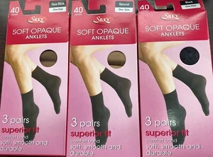 3 pairs Ladies Silky Opaque Anklets Trouser Pop Socks Ankle 40 Denier 3-8 3 Cols - Picture 1 of 10