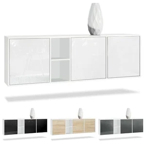 Sideboard Anrichte Kommode LED Cuba in Weiß matt - Hochglanz & Naturtöne - Bild 1 von 37