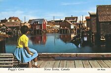 Peggy's Cove Nova Scotia NS Canada Woman Sitting Yellow CN Photo Postcard D9