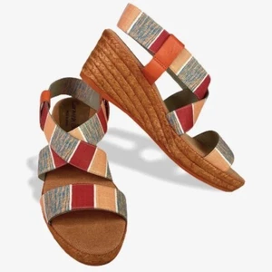 Ladies Size 6 Summer Sandals Wedge Heels Orange Carmen Saiz + Quick Post - Picture 1 of 12