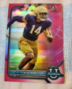 2022 Bowman University KYLE HAMILTON 1st Bowman Pink Refractor Ravens RC - Picture 1 of 2