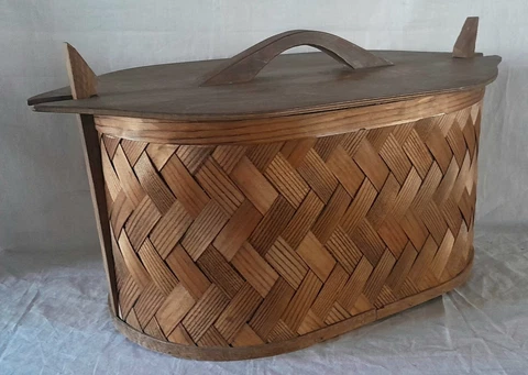 Vintage Mid Century 1950s Norwegian Swedish Scandinavian Tine Basket Pantry Box Cover