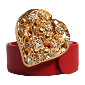 DOLCE & GABBANA Belt Red Calf Leather Embellished Metal Buckle 75cm/30in 870usd - Picture 1 of 5