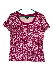 Lauren Ralph Lauren Women or Girl Size XL T-Shirt Pink White Print Short Sleeve - Picture 1 of 10
