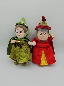 Disney Sleeping Beauty Fauna & Flora 10" Stuffed Plush Toy - Witch - Set Of 2 - Picture 1 of 8