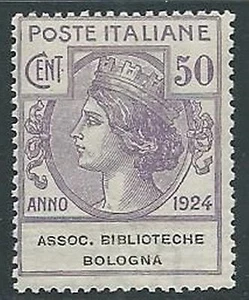 1924 REGNO PARASTATALI ASSOC BIBLIOTECHE BOLOGNA 50 CENT MNH ** - M38-6 - Picture 1 of 1