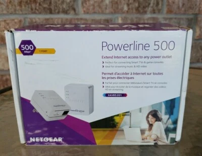 Netgear Powerline 500 XAVB5201 Extend Internet Access Outlet 500 Mbps READ - Image 1 of 4