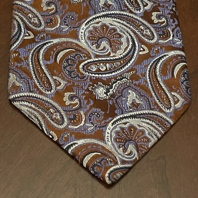 Corbata de cuello vintage Piattelli azul platino 100 % seda para hombre hecha en EE. UU. Foto 1 de 4