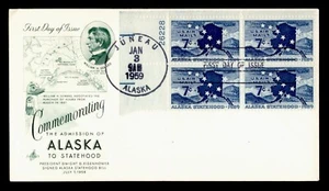 DR WHO 1959 FDC ALASKA STATEHOOD AIRMAIL ARTCRAFT CACHET PLATE BLOCK m28444 - Picture 1 of 2
