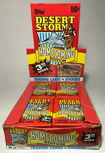 1991 Topps Desert Storm Serie 3 Karten, 1 versiegelte Wachspackung aus Wachsbox, 8 Karten - Bild 1 von 4