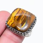 Australia Tiger Eye Gemstone 925 Sliver Jewelry Anniversary Gift Ring Size 9 O16