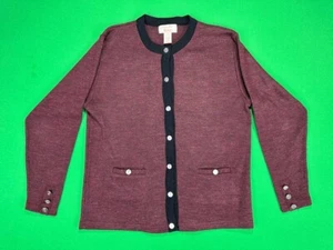 Vintage Tally-Ho Button Down Cardigan Women's Large Maroon Knit - Picture 1 of 15
