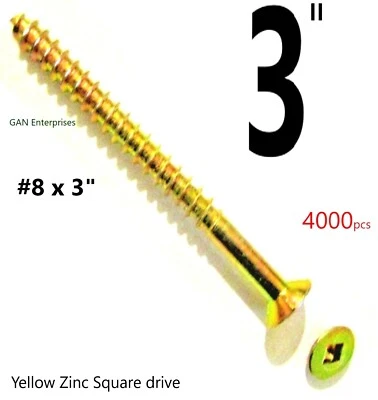 CTG, RAPID DRIVE Square Bugle Head #8x3" Coarse Thread Exterior Yellow Zinc outdoor Screw (4000)