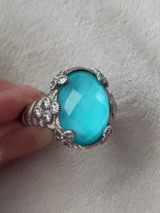 Judith Ripka Sterling Silver Turquoise Doublet Ring SZ 11 - Picture 1 of 8