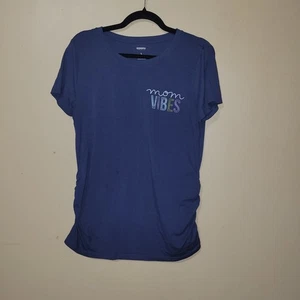 Sonoma Maternity Short Sleeve Shirt Sz L Graphic Tee Ruched Sides Crew Neck - Picture 1 of 7