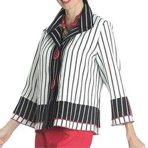 IC by CONNIE K Striped Jacket with Red Accents Women's XXL USA Made New - Picture 1 of 12