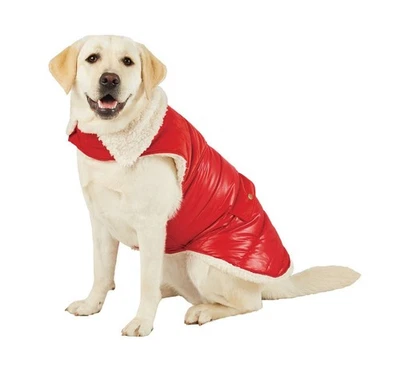 Chaleco acolchado para perro con acento de pana chaqueta roja grande L piel de sherpa retro Wondershop Foto 1 de 4