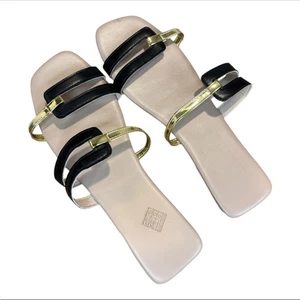 Sandalias para mujer Mostsola con tiras negras y doradas talla 11,5 - Imagen 1 de 9