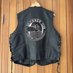 Ulysses Club Grow Old Disgracefully Motorcycle Leather Vest Australia Size XL - Picture 1 of 7