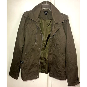 H&M Men’s Olive Green Jacket Full Zip Canvas Size 40R - Picture 1 of 10