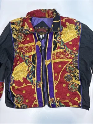 Chaqueta cortavientos barroca vintage de invierno para hombre grande azul dorado cuerda años 90 Foto 1 de 4