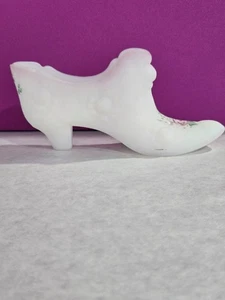Vintage Fenton Milchglas Schuh - Kohlrosen Design - Bild 1 von 10