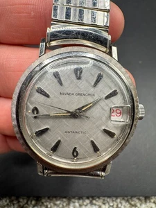 Vintage Croton Nivada Grenchen Antarctic Men's Automatic Date Wristwatch 34mm - Picture 1 of 17