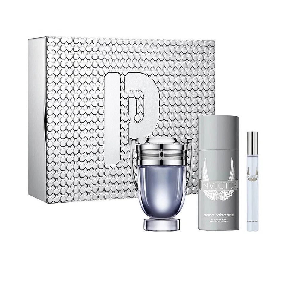 Paco Rabanne Invictus Juego de 3 piezas para hombres: 3,3 eau de toilette spray + 5 oz desodorante Foto 1 de 1