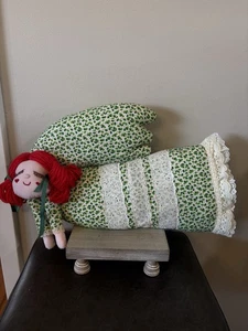 Vintage handgefertigtes Weihnachtskissen in Engelform großer Stoff rote Haare Herz Wangen - Bild 1 von 17