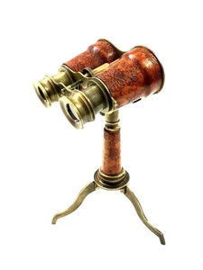Victorian Navigator Brass Binoculars on Tripod – Nautical Compass Engravings - Picture 1 of 3