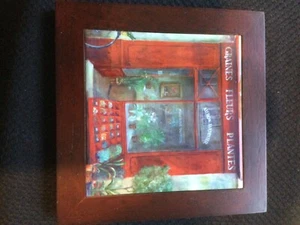 GRAINES FLEURS PLANTE Framed Wall Decor/Hot Plate 8x8" - Picture 1 of 2